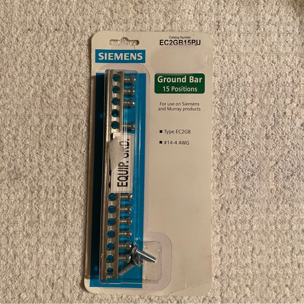 Siemens Type EC2GB Ground Bar Kit with 15 Terminal Positions EC2GB15PU